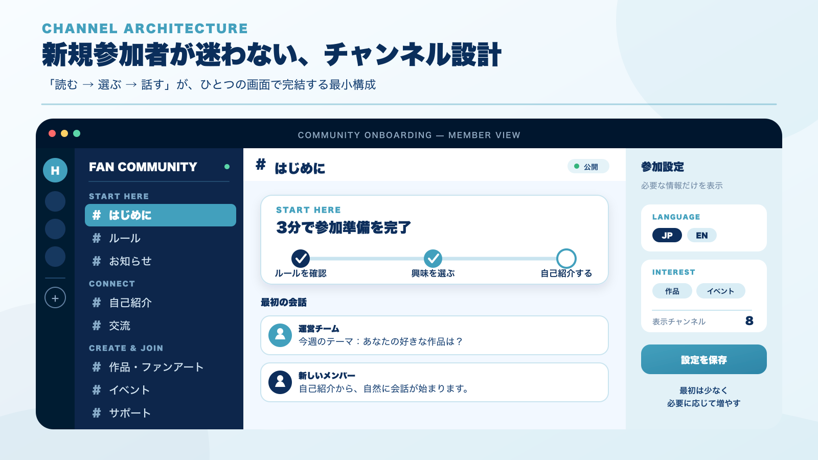 Discordのチャンネル構成の例